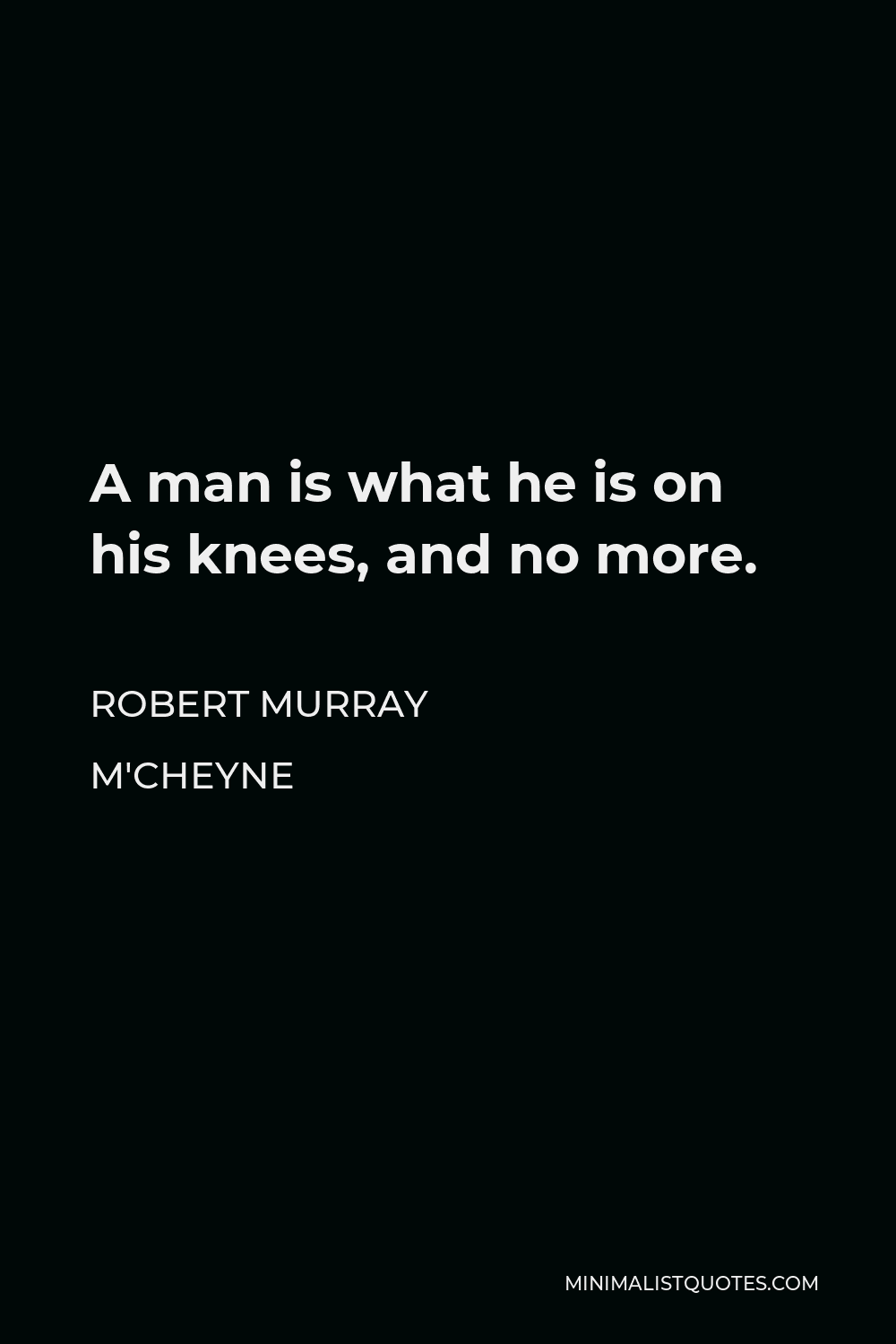 Robert Murray M'Cheyne Quote - A man is what he is on his knees, and no more.