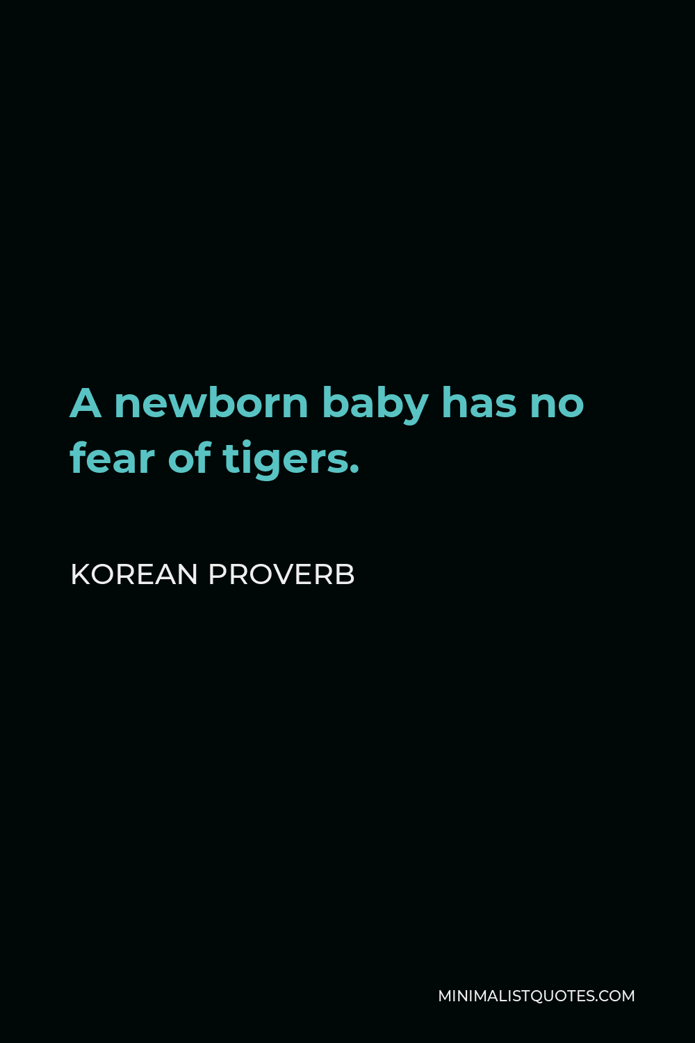 Korean Proverb Quote - A newborn baby has no fear of tigers.