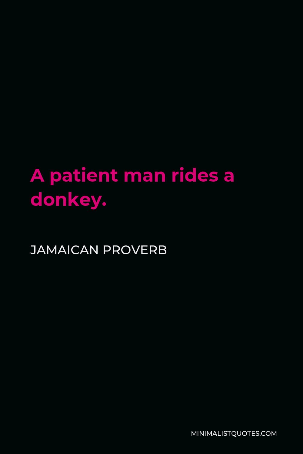 Jamaican Proverb Quote - A patient man rides a donkey.