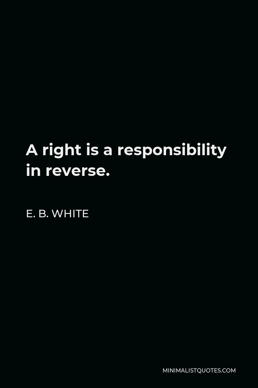 E. B. White Quote - A right is a responsibility in reverse.