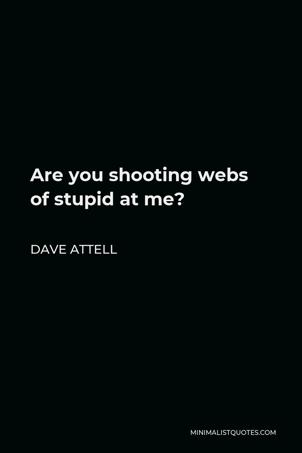 Dave Attell Quote - Are you shooting webs of stupid at me?