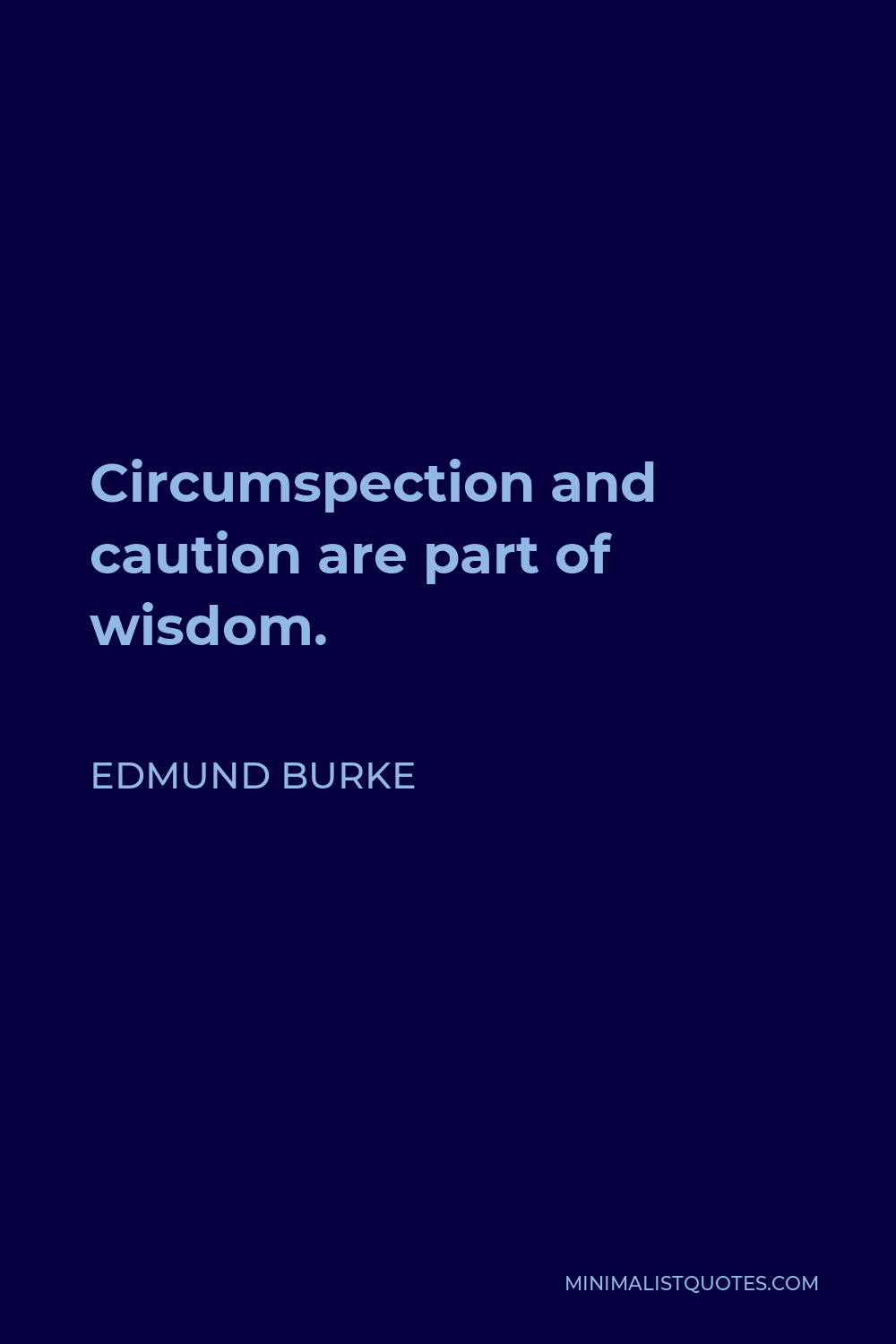 Edmund Burke Quote - Circumspection and caution are part of wisdom.