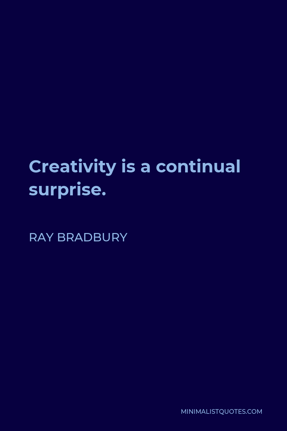 Ray Bradbury Quote - Creativity is a continual surprise.