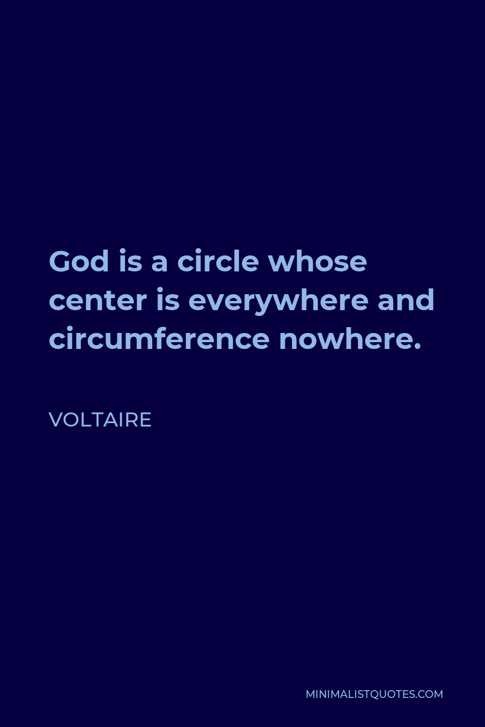 Voltaire Quote - God is a circle whose center is everywhere and circumference nowhere.