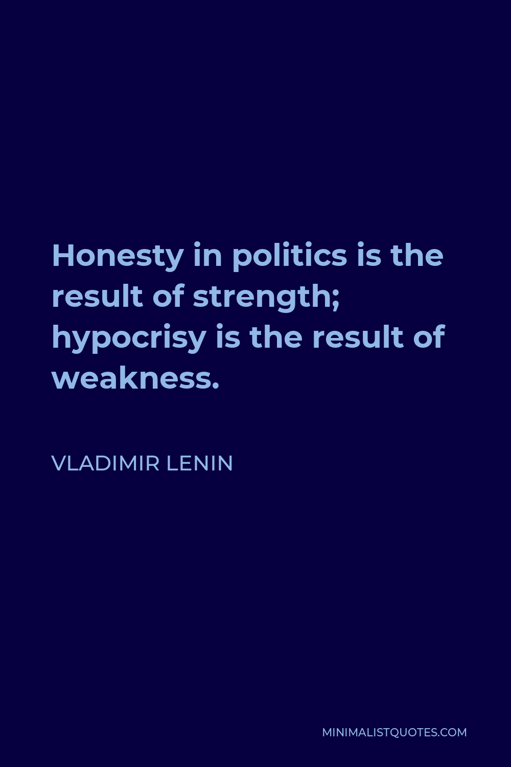 Vladimir Lenin Quote - Honesty in politics is the result of strength; hypocrisy is the result of weakness.