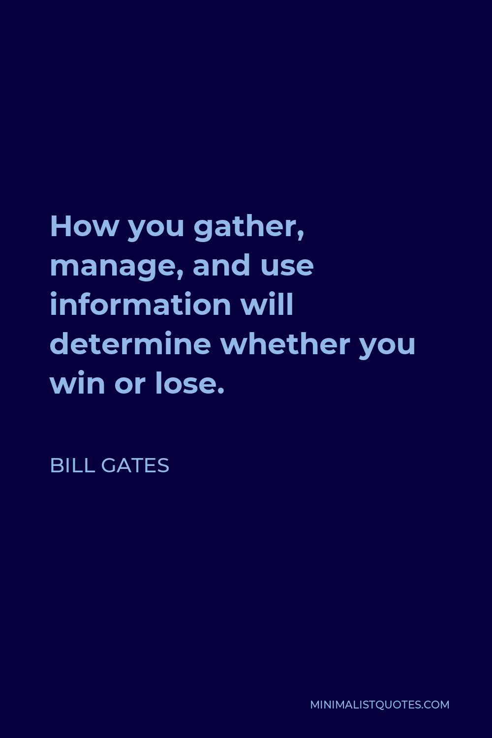 Bill Gates Quote - How you gather, manage, and use information will determine whether you win or lose.