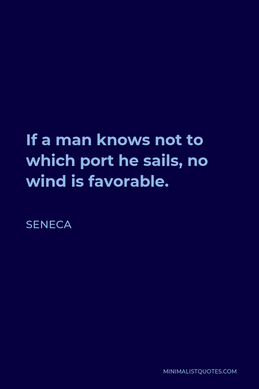 Seneca Quote - If a man knows not to which port he sails, no wind is favorable.