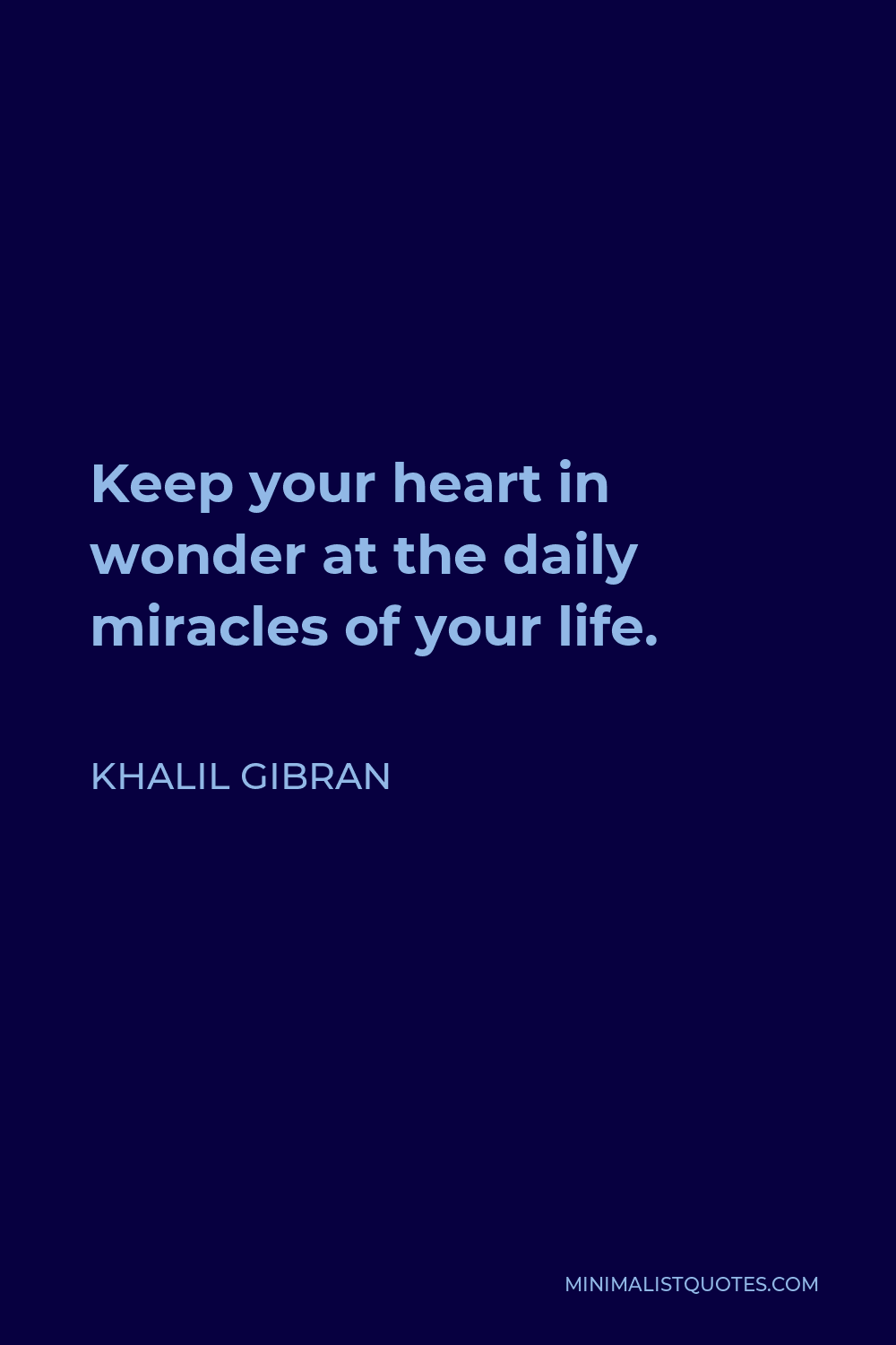 Khalil Gibran Quote - Keep your heart in wonder at the daily miracles of your life.