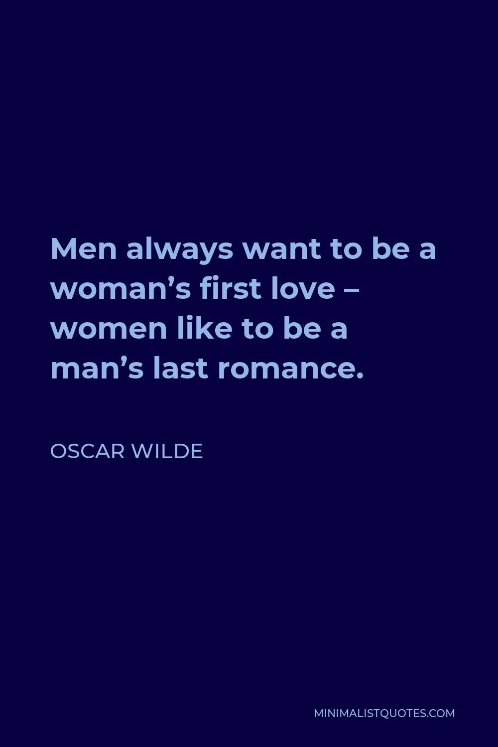 Oscar Wilde Quote: Men always want to be a woman's first love - women ...