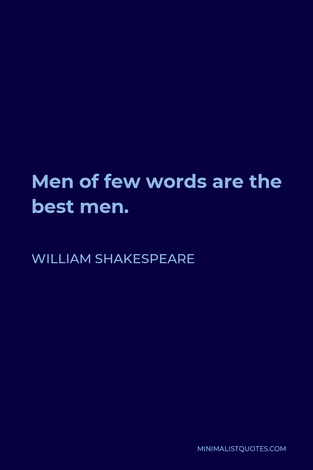 William Shakespeare Quote - Men of few words are the best men.