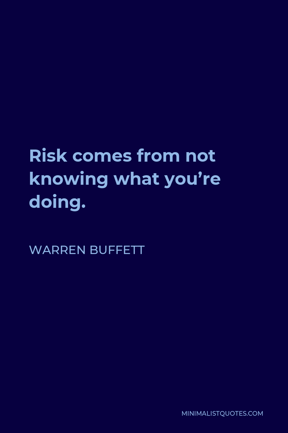 Warren Buffett Quote - Risk comes from not knowing what you’re doing.