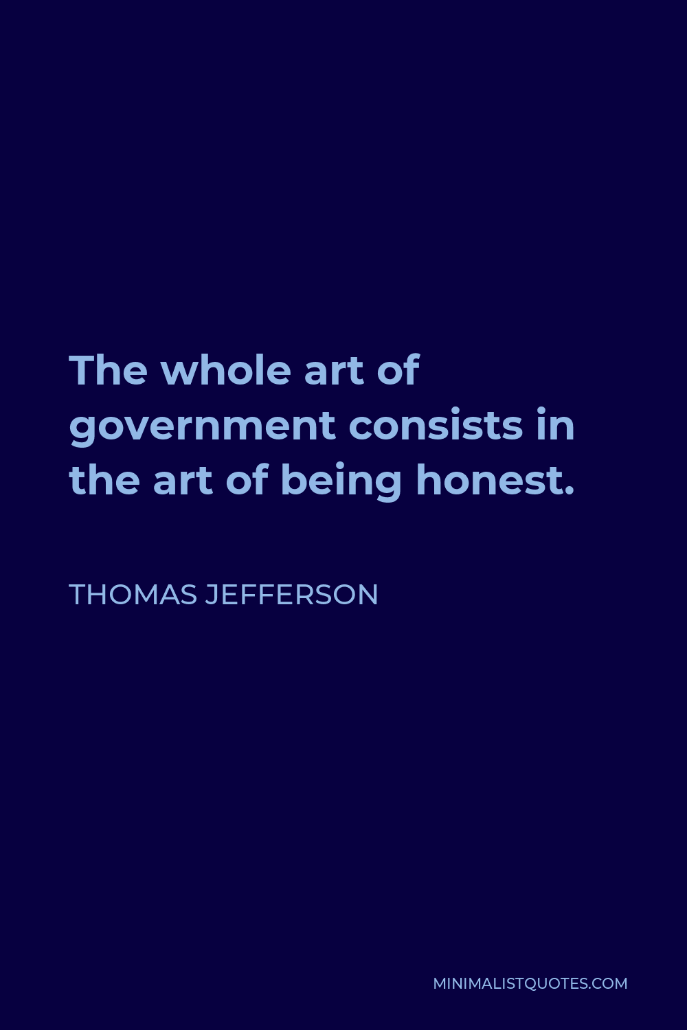 Thomas Jefferson Quote - The whole art of government consists in the art of being honest.