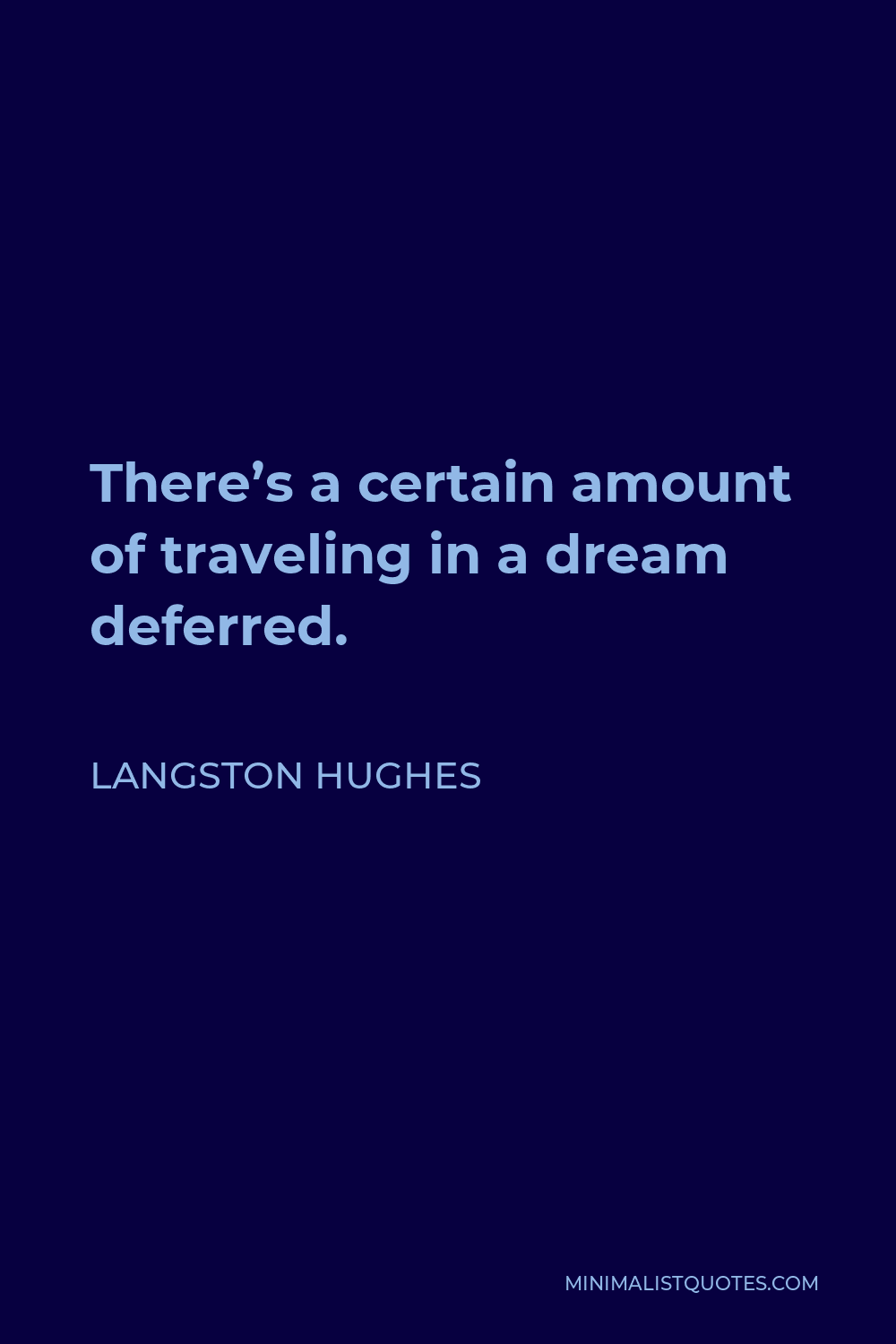Langston Hughes Quote - There’s a certain amount of traveling in a dream deferred.