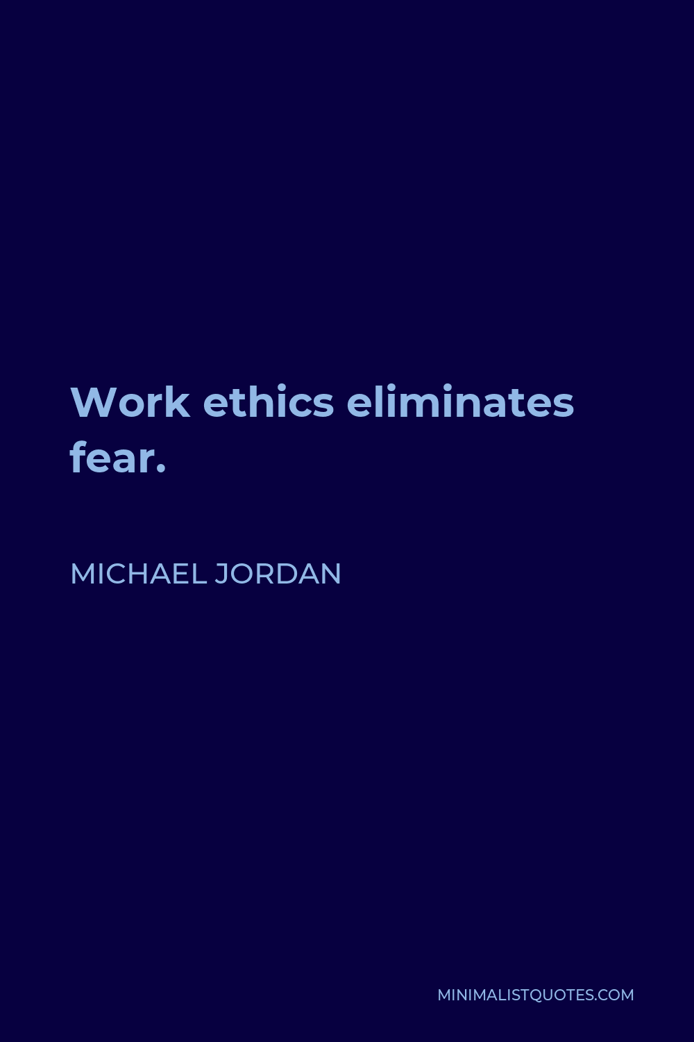 Michael Jordan Quote - Work ethics eliminates fear.
