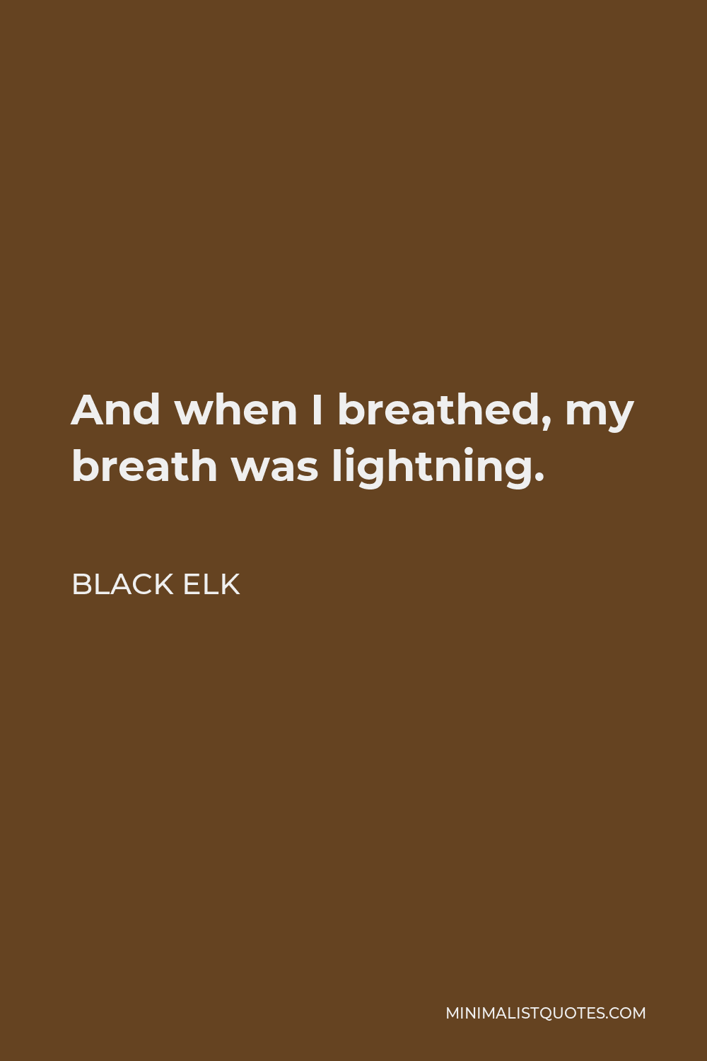 Black Elk Quote - And when I breathed, my breath was lightning.