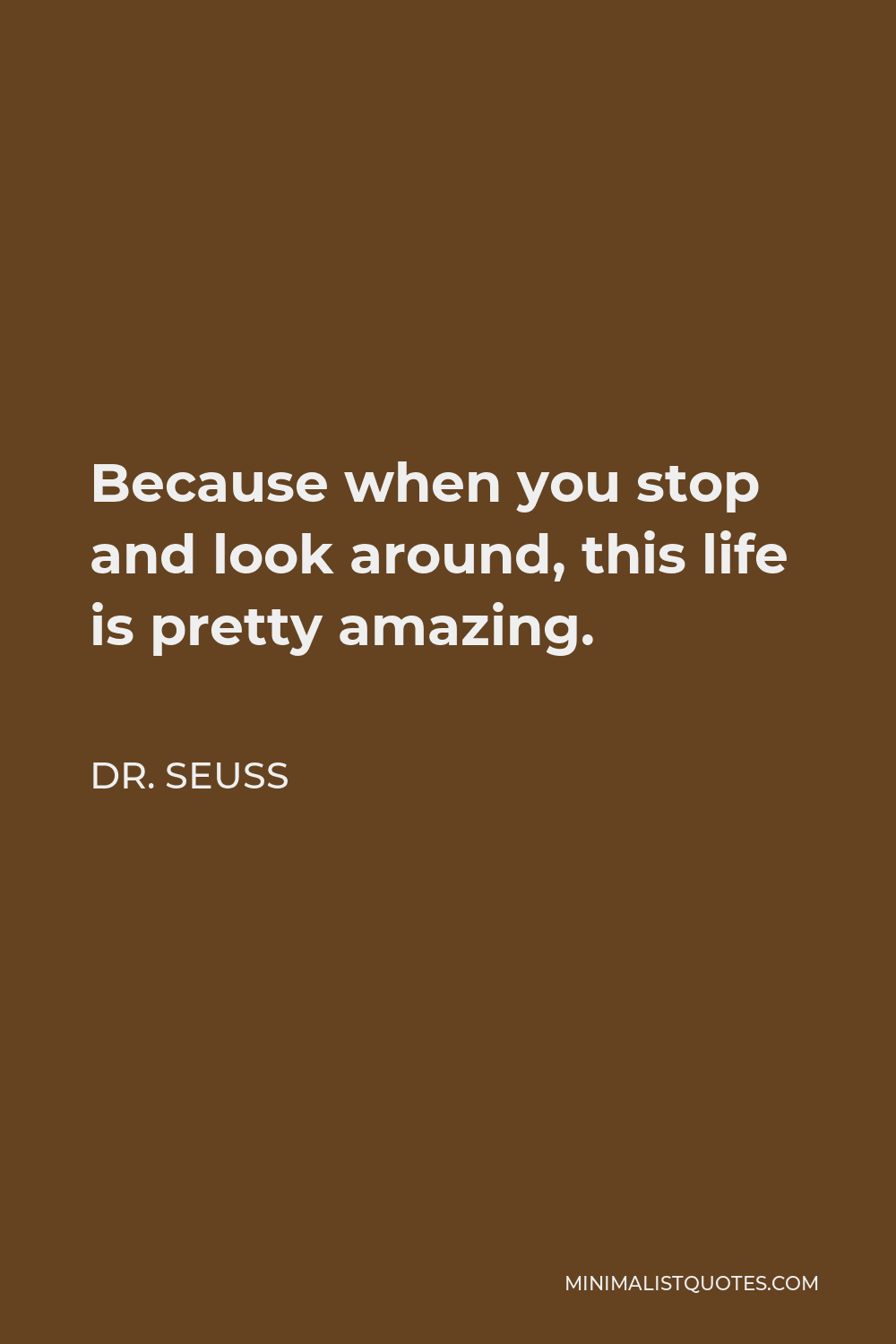 Dr. Seuss Quote - Because when you stop and look around, this life is pretty amazing.