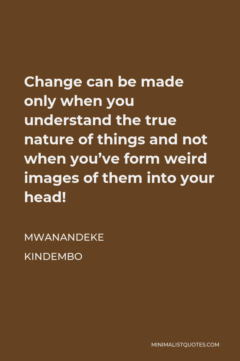 Mwanandeke Kindembo Quote - Change can be made only when you understand the true nature of things and not when you’ve form weird images of them into your head!