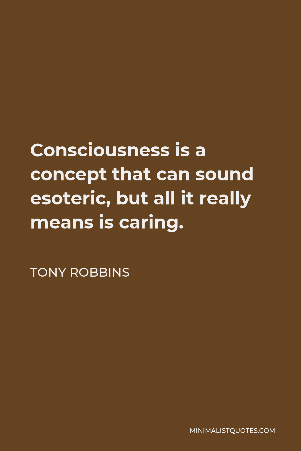 Tony Robbins Quote - Consciousness is a concept that can sound esoteric, but all it really means is caring.