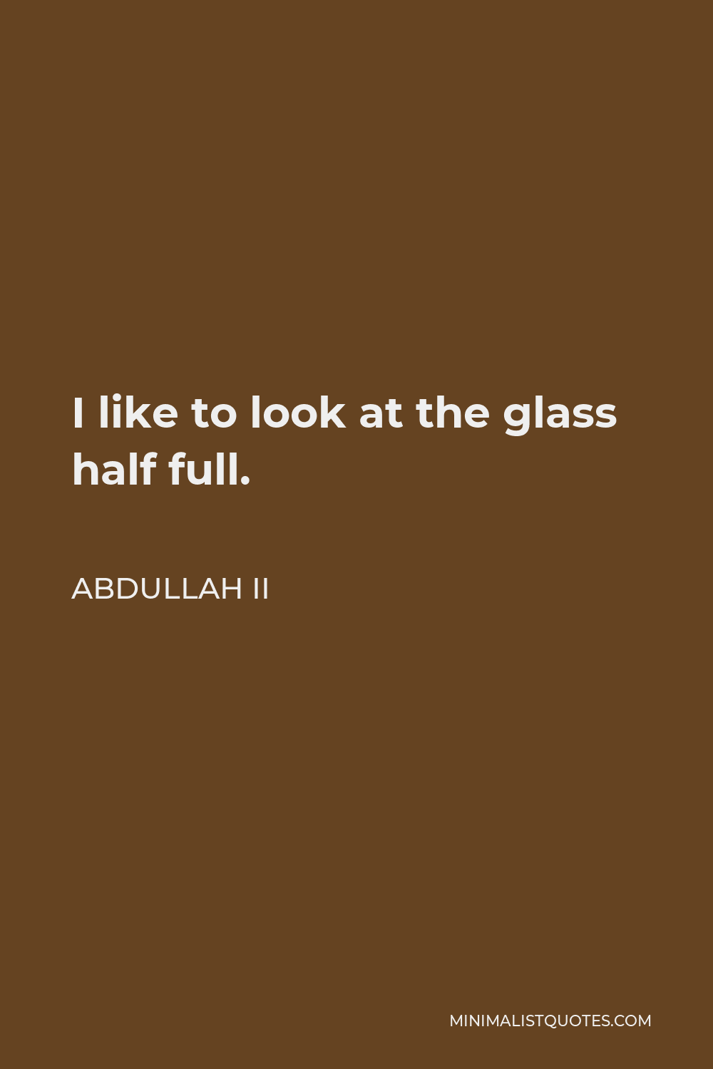 Abdullah II Quote - I like to look at the glass half full.