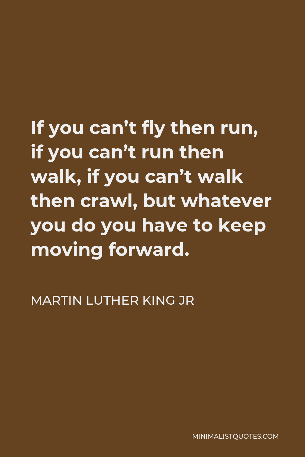 Martin Luther King Jr Quote - If you can’t fly then run, if you can’t run then walk, if you can’t walk then crawl, but whatever you do you have to keep moving forward.