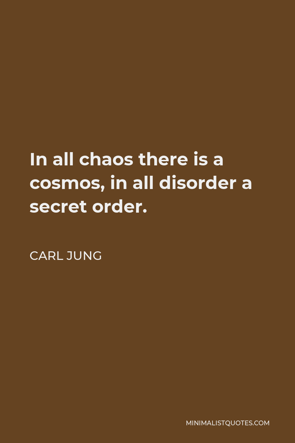 Carl Jung Quote - In all chaos there is a cosmos, in all disorder a secret order.