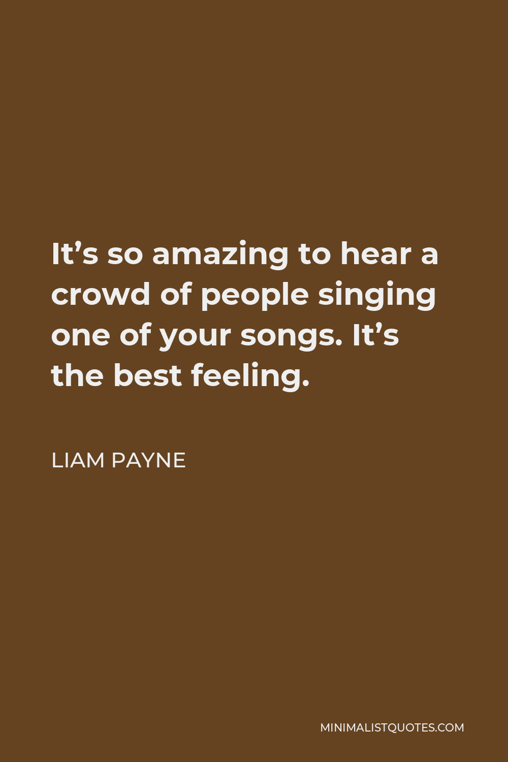 Liam Payne Quote - It’s so amazing to hear a crowd of people singing one of your songs. It’s the best feeling.