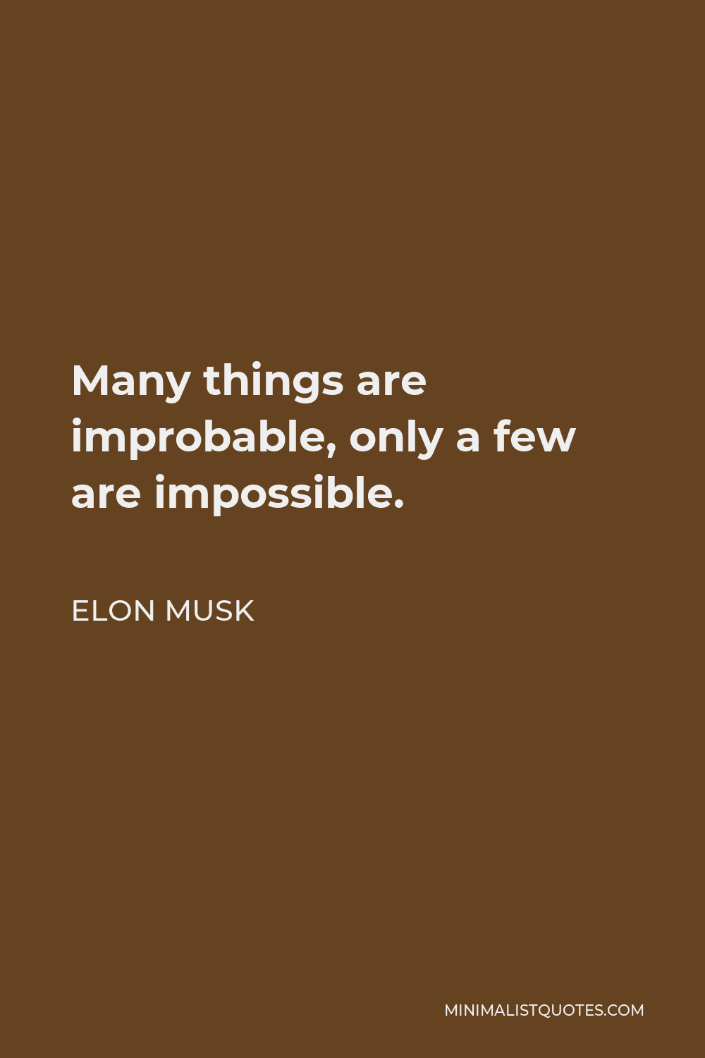 Elon Musk Quote - Many things are improbable, only a few are impossible.