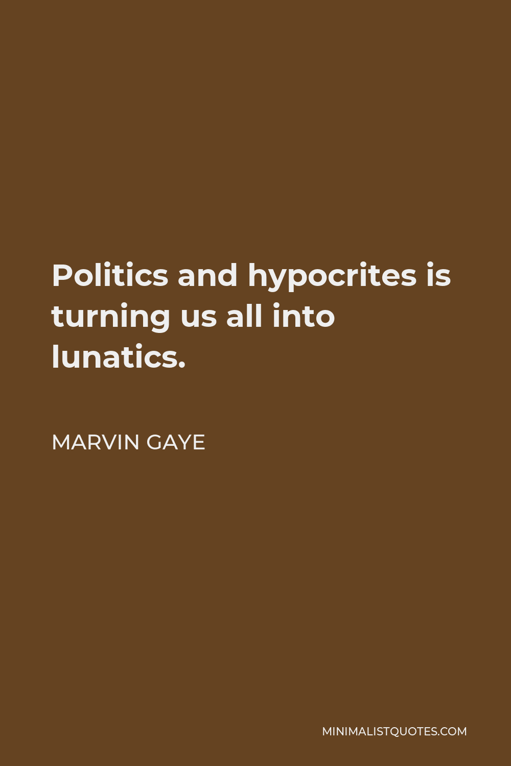 Marvin Gaye Quote - Politics and hypocrites is turning us all into lunatics.