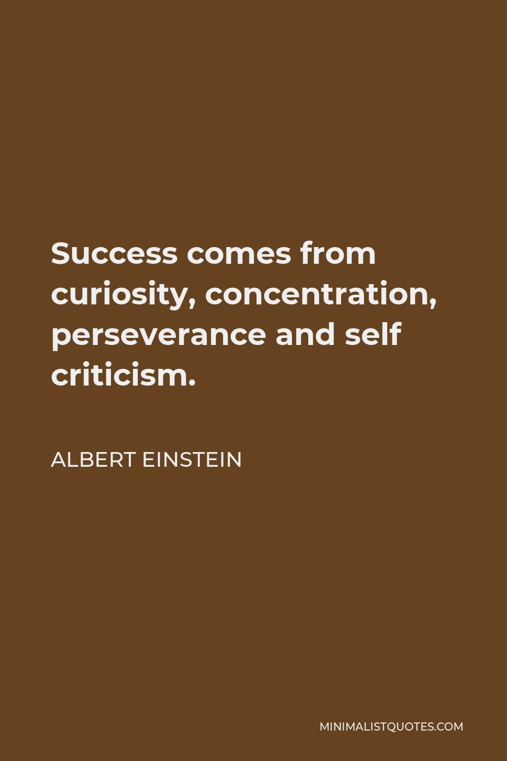 Albert Einstein Quote - Success comes from curiosity, concentration, perseverance and self criticism.