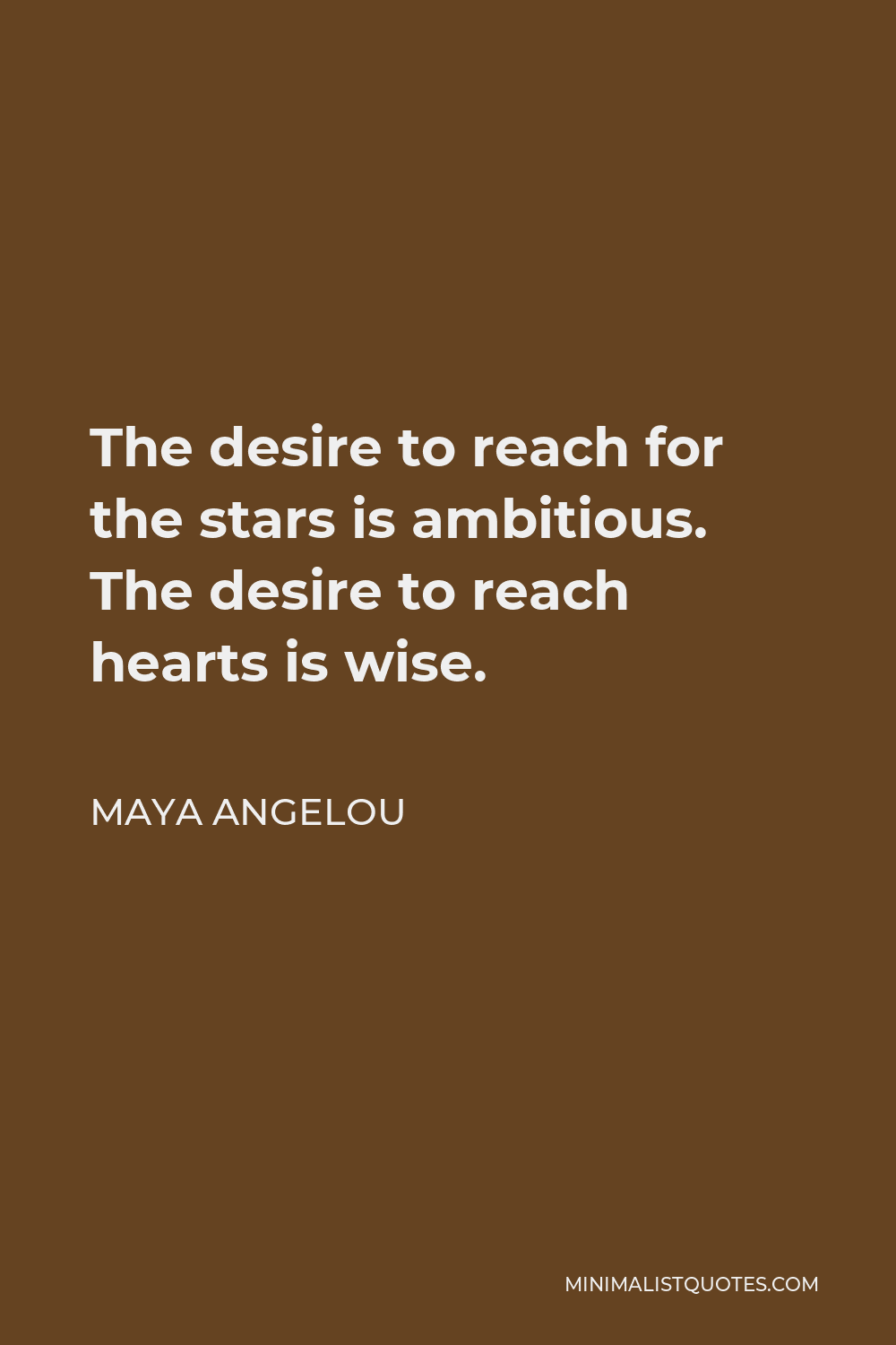 Maya Angelou Quote: The desire to reach for the stars is ambitious. The ...