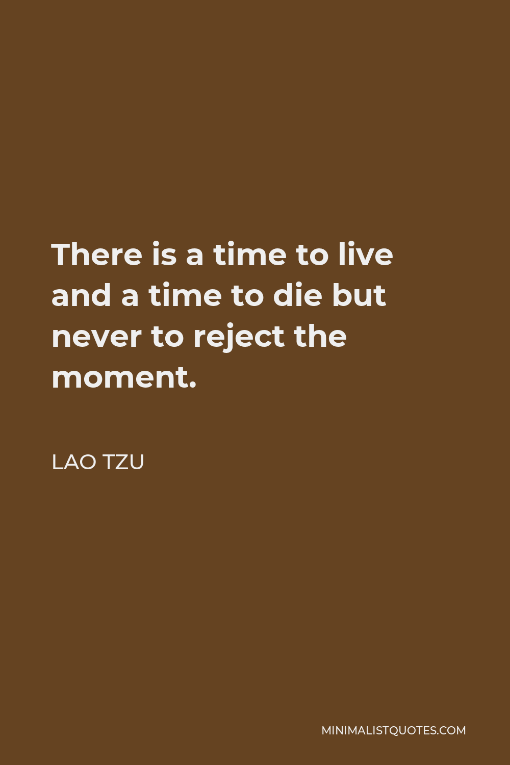 Lao Tzu Quote - There is a time to live and a time to die but never to reject the moment.