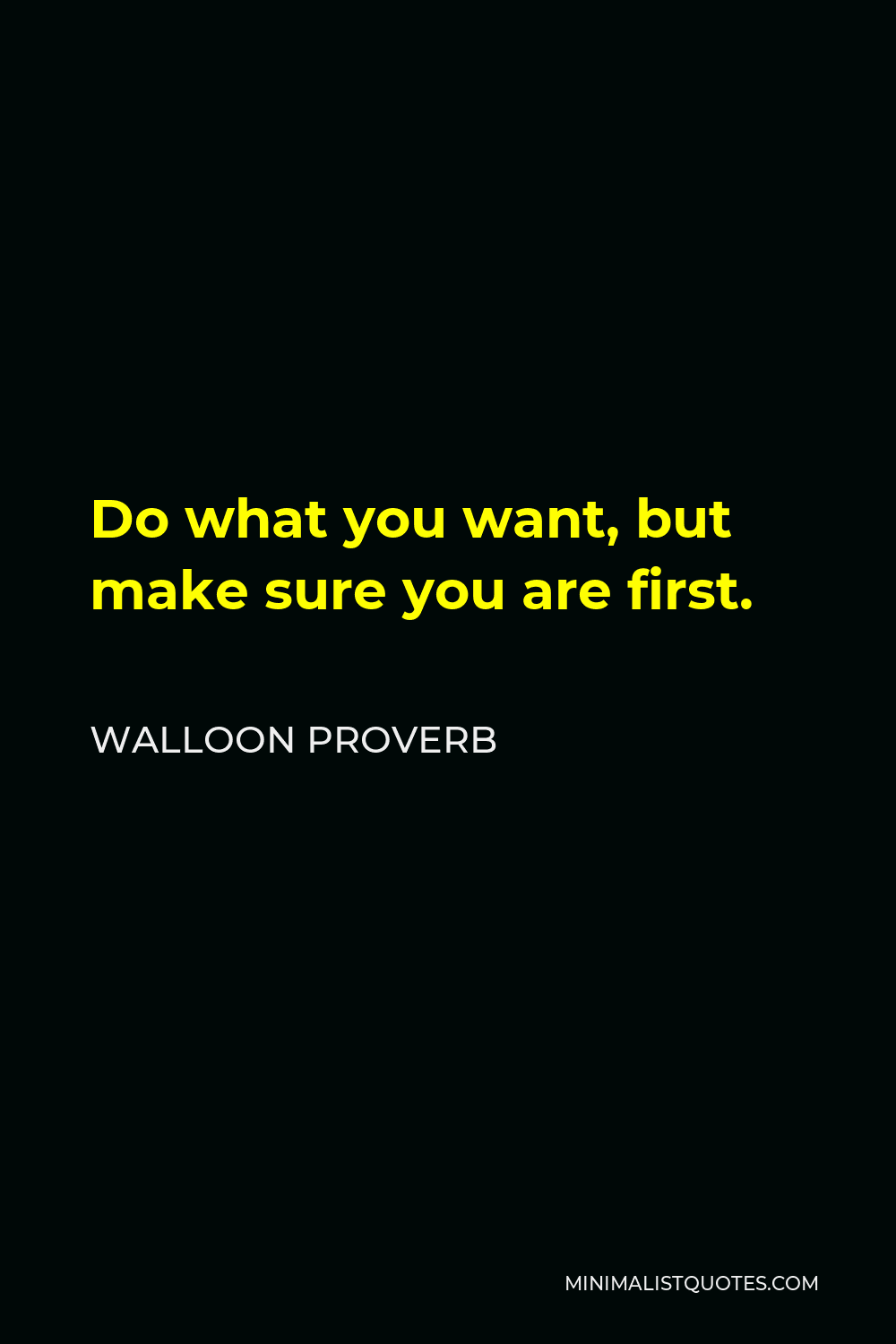 Walloon Proverb Quote - Do what you want, but make sure you are first.
