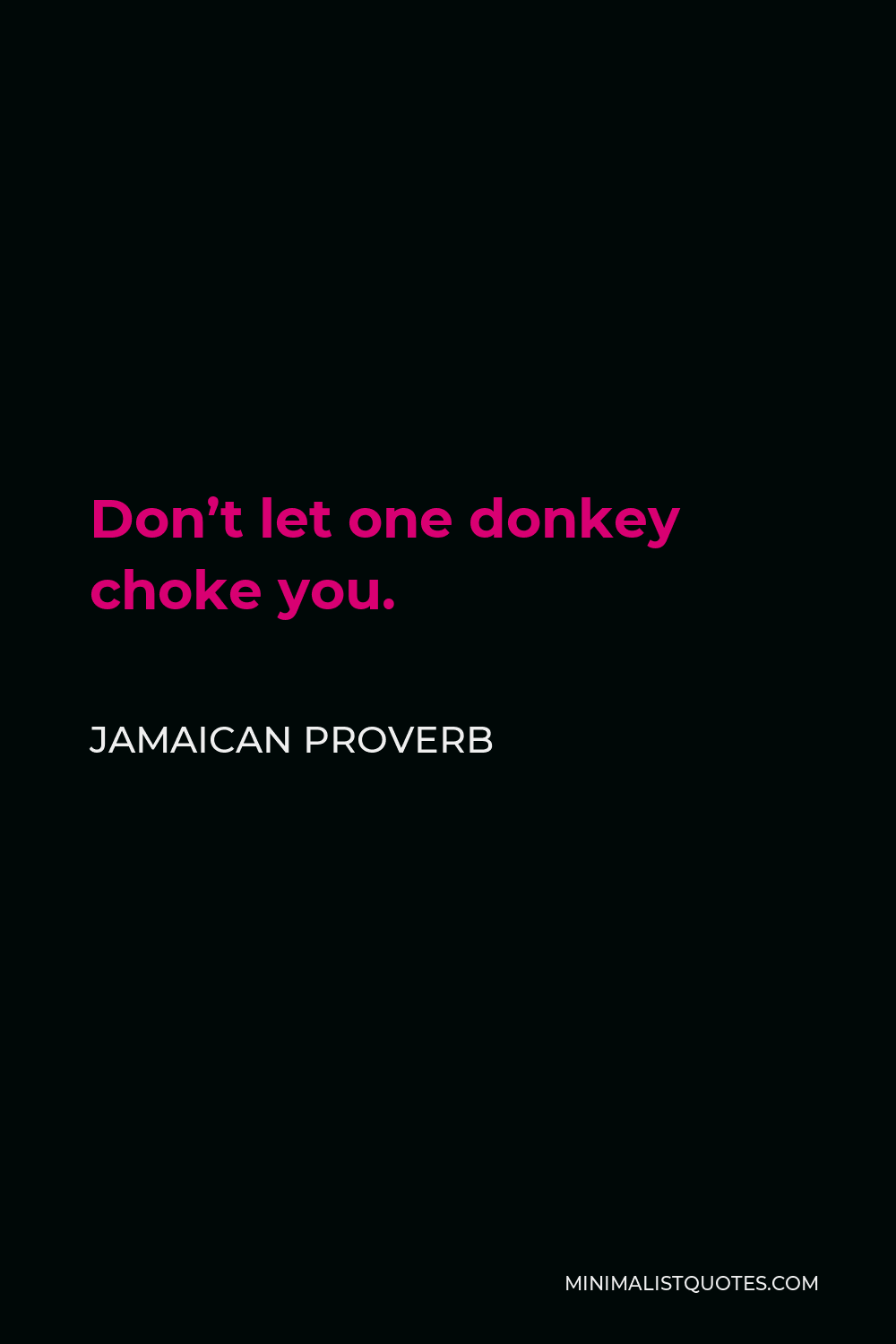 Jamaican Proverb Quote - Don’t let one donkey choke you.
