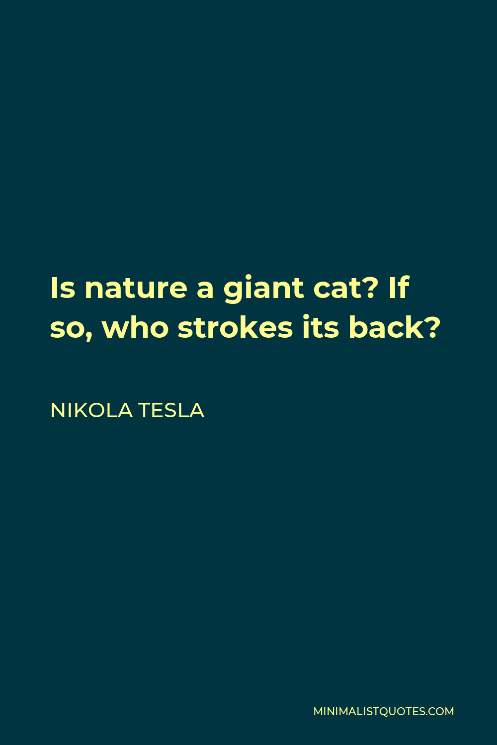 Nikola Tesla Quote - Is nature a giant cat? If so, who strokes its back?