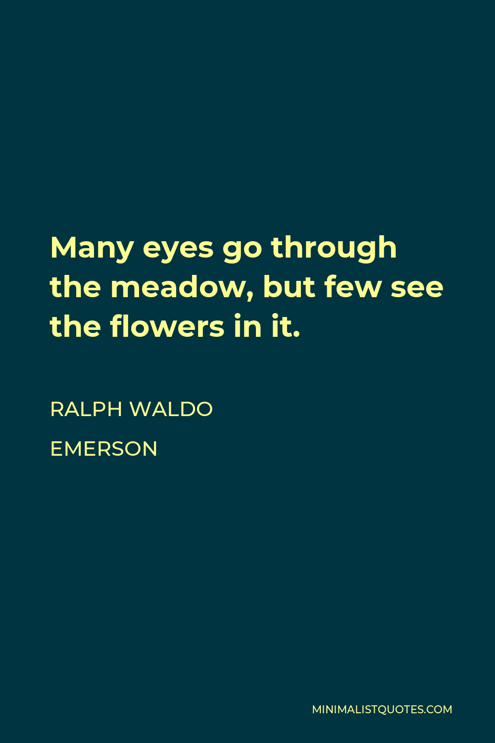 Ralph Waldo Emerson Quote - Many eyes go through the meadow, but few see the flowers in it.