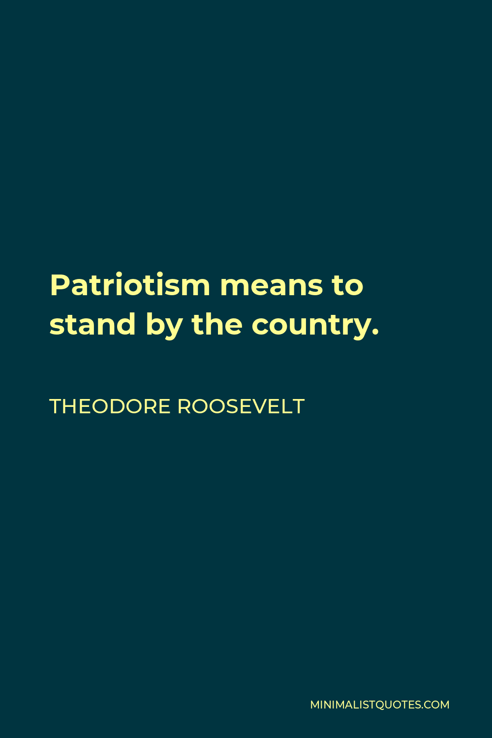 Theodore Roosevelt Quote - Patriotism means to stand by the country.