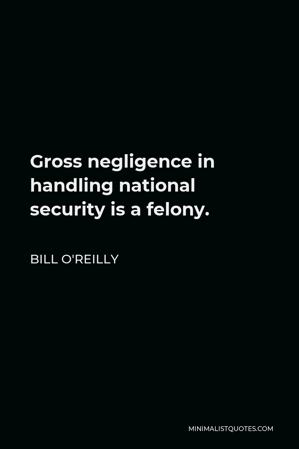 Bill O'Reilly Quote - Gross negligence in handling national security is a felony.