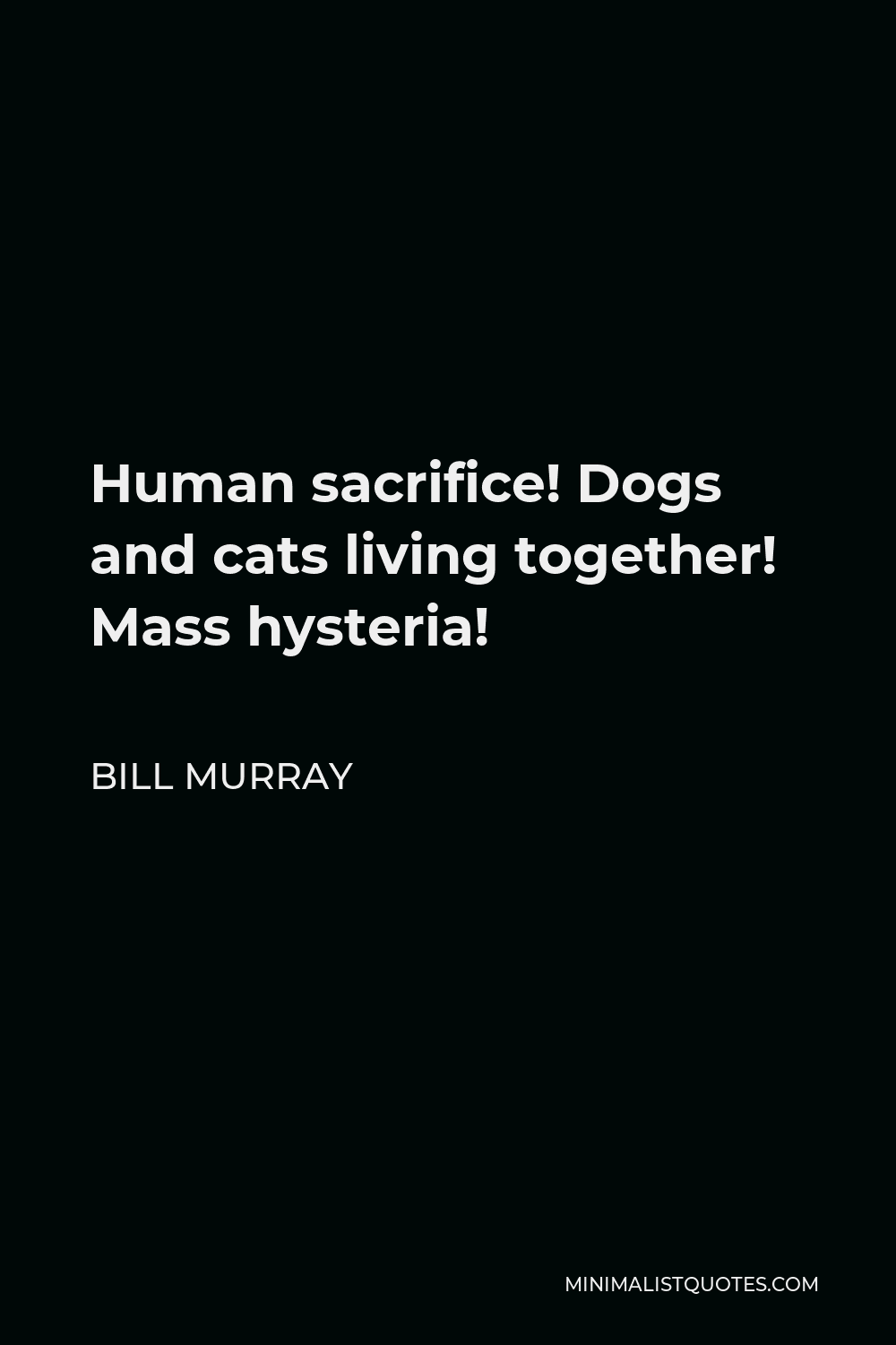Bill Murray Quote - Human sacrifice! Dogs and cats living together! Mass hysteria!