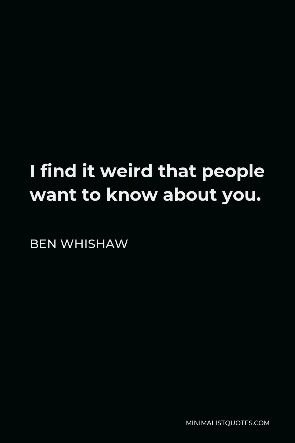 Ben Whishaw Quote - I find it weird that people want to know about you.