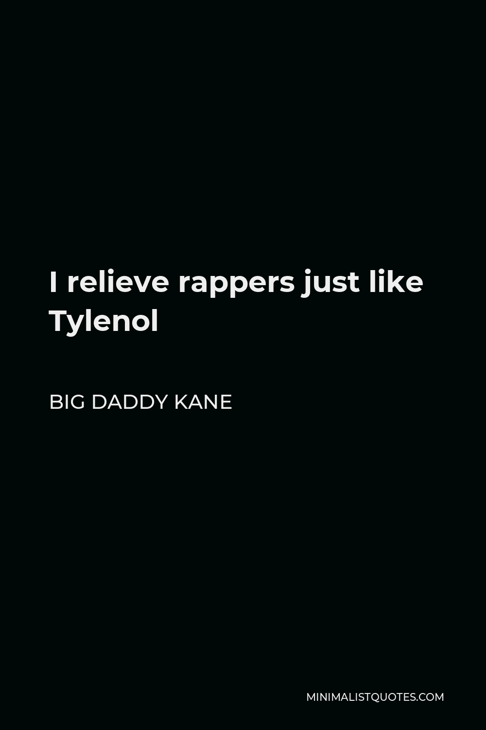 Big Daddy Kane Quote - I relieve rappers just like Tylenol
