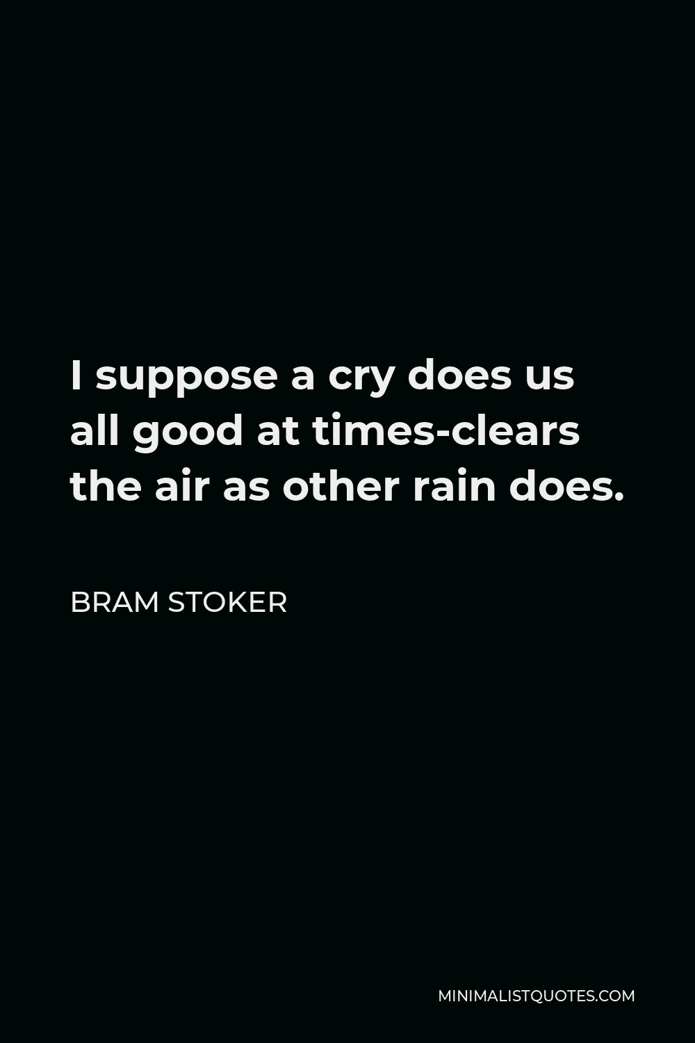 Bram Stoker Quote - I suppose a cry does us all good at times-clears the air as other rain does.