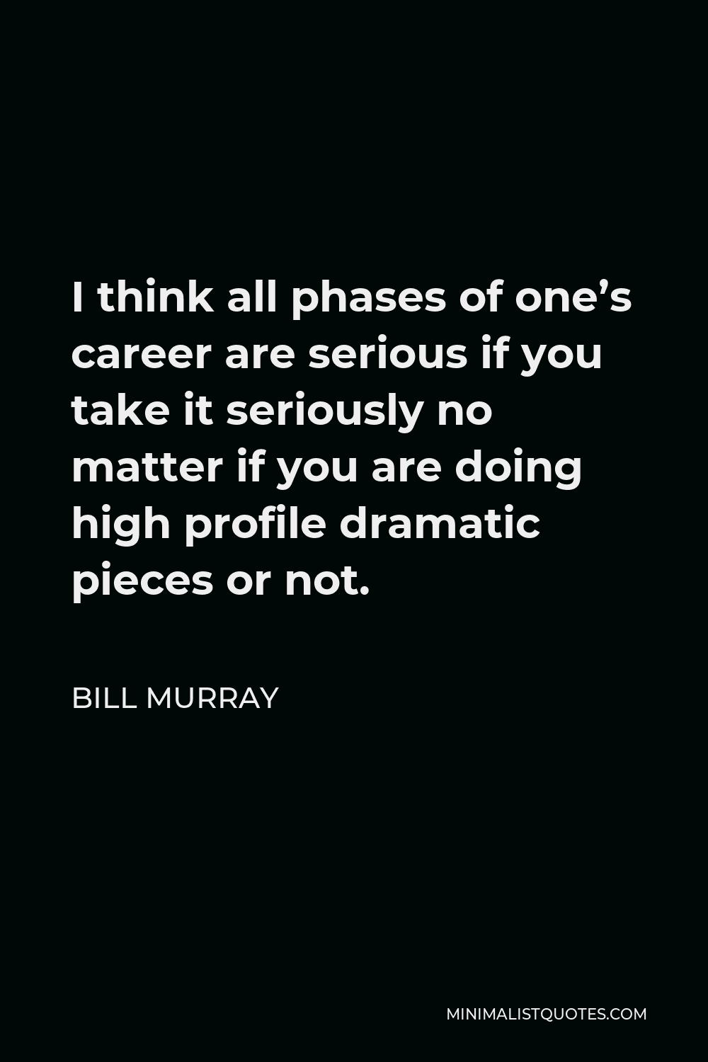 Bill Murray Quote - I think all phases of one’s career are serious if you take it seriously no matter if you are doing high profile dramatic pieces or not.