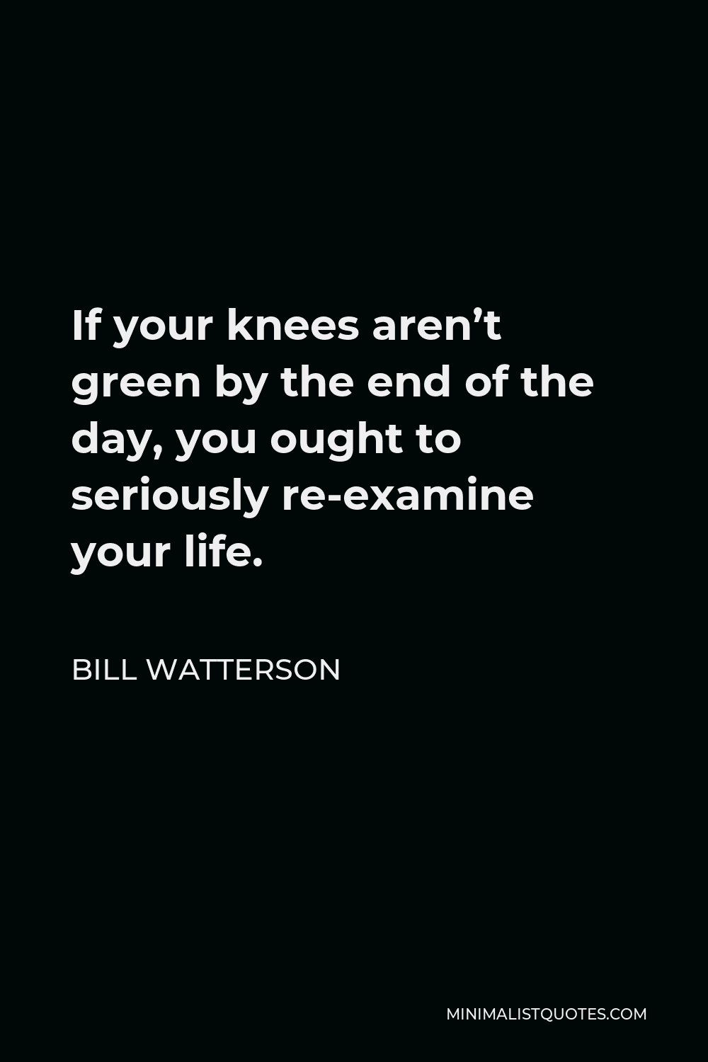 Bill Watterson Quote - If your knees aren’t green by the end of the day, you ought to seriously re-examine your life.
