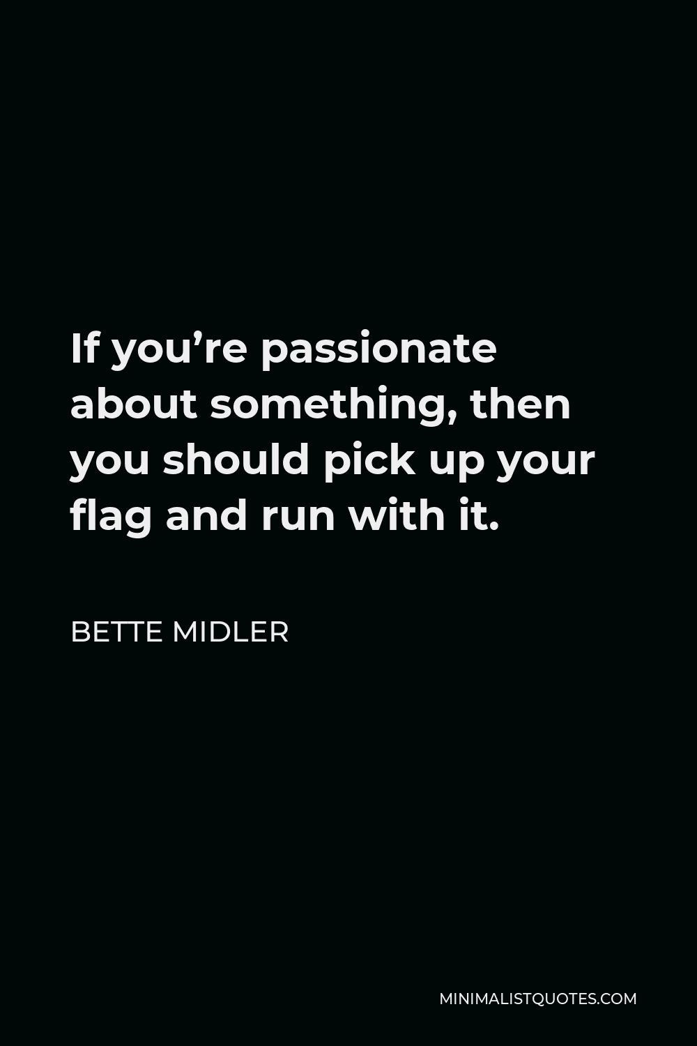 Bette Midler Quote - If you’re passionate about something, then you should pick up your flag and run with it.