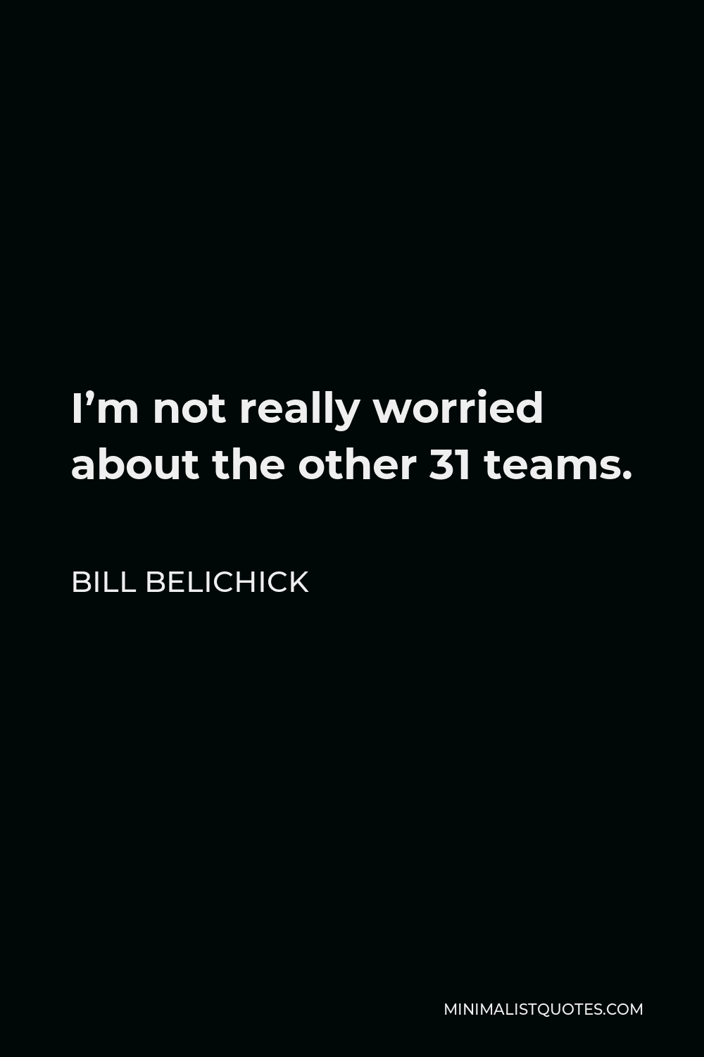 Bill Belichick Quote - I’m not really worried about the other 31 teams.