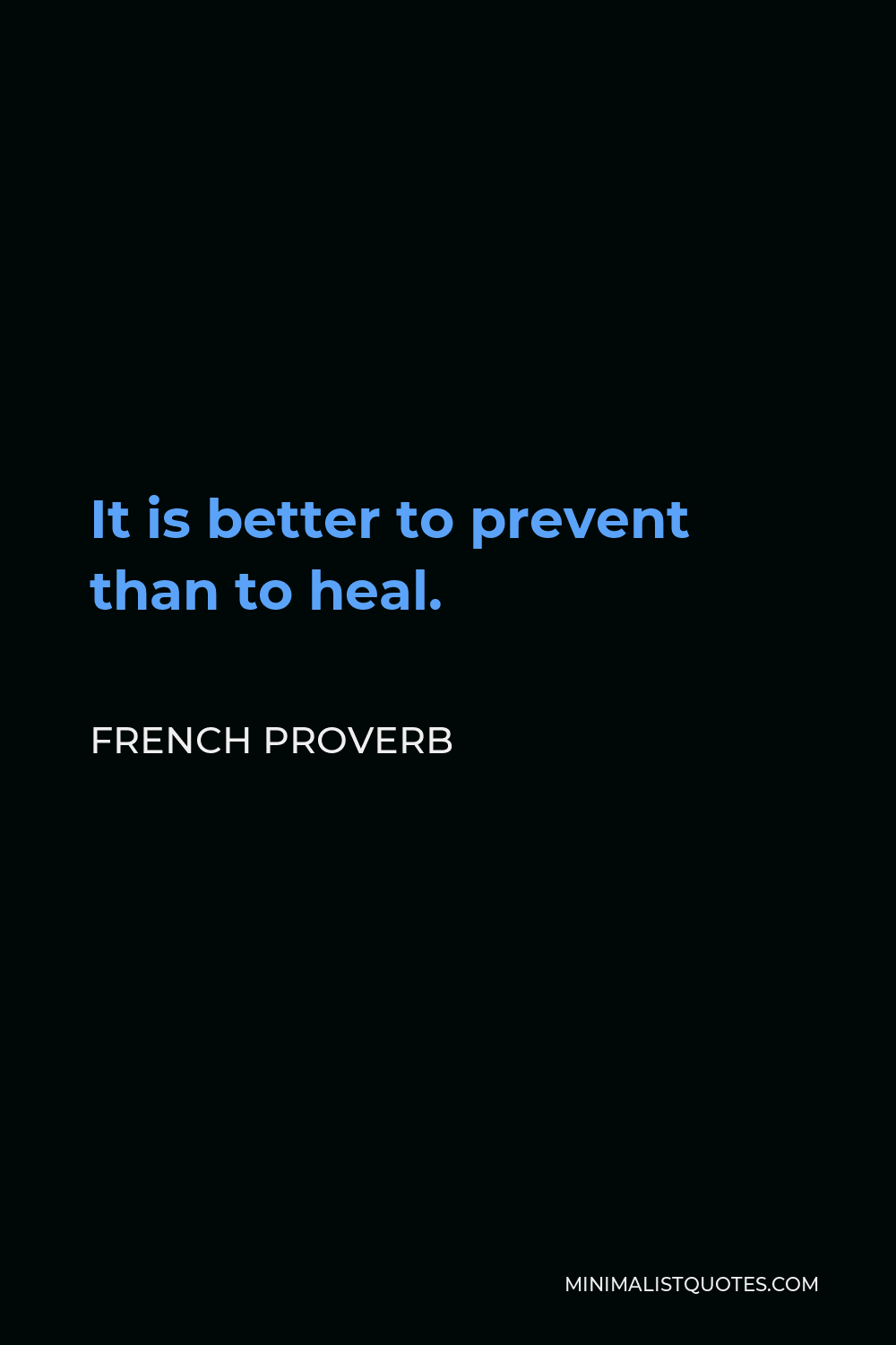 French Proverb Quote - It is better to prevent than to heal.