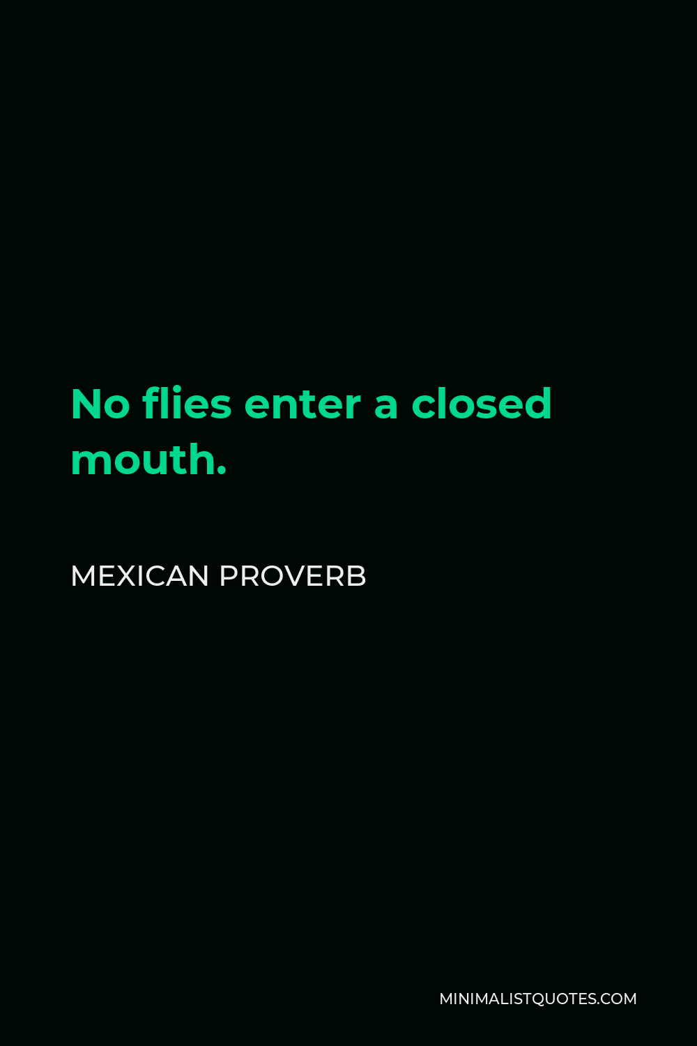 Mexican Proverb Quote - No flies enter a closed mouth.