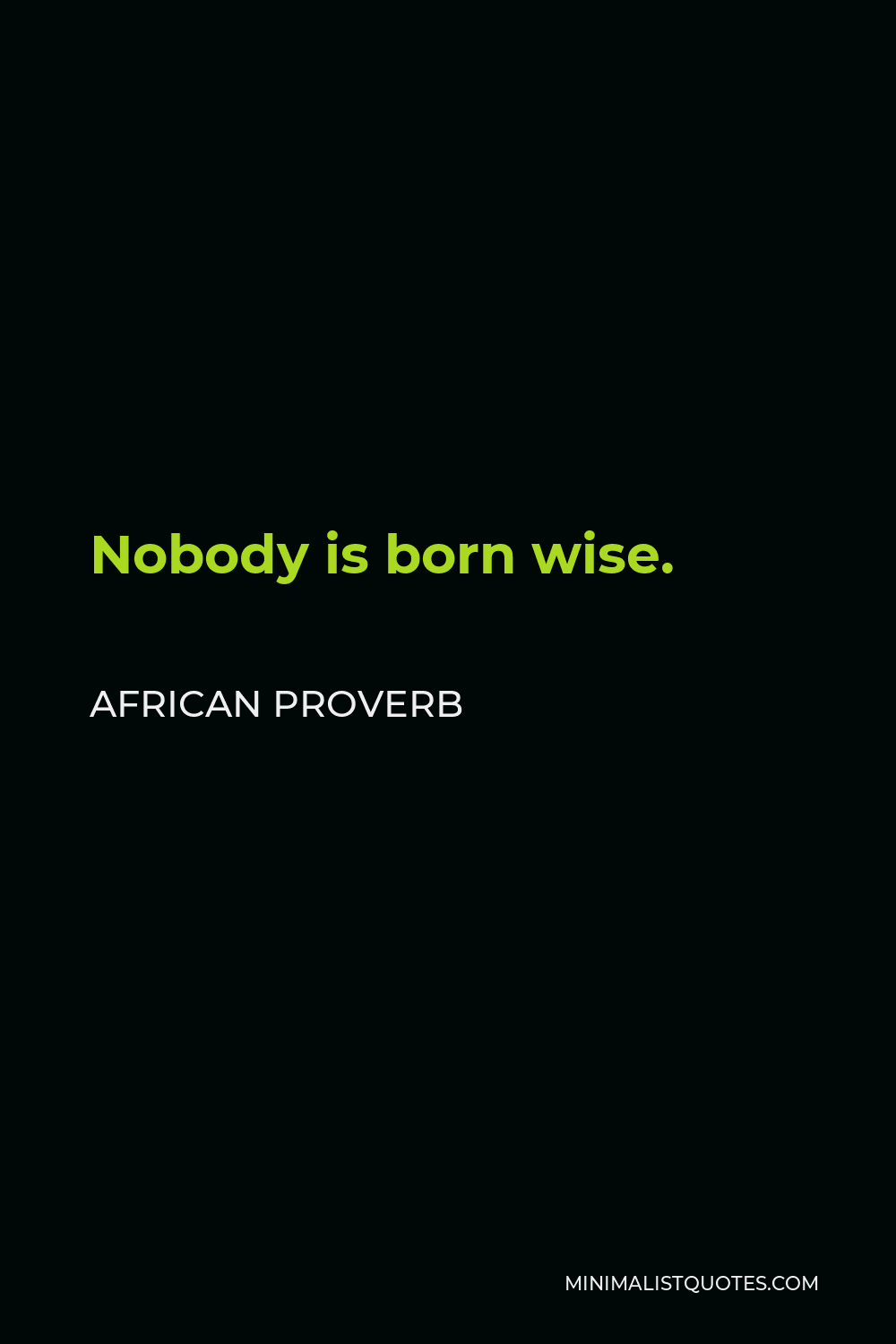 African Proverb Quote - Nobody is born wise.