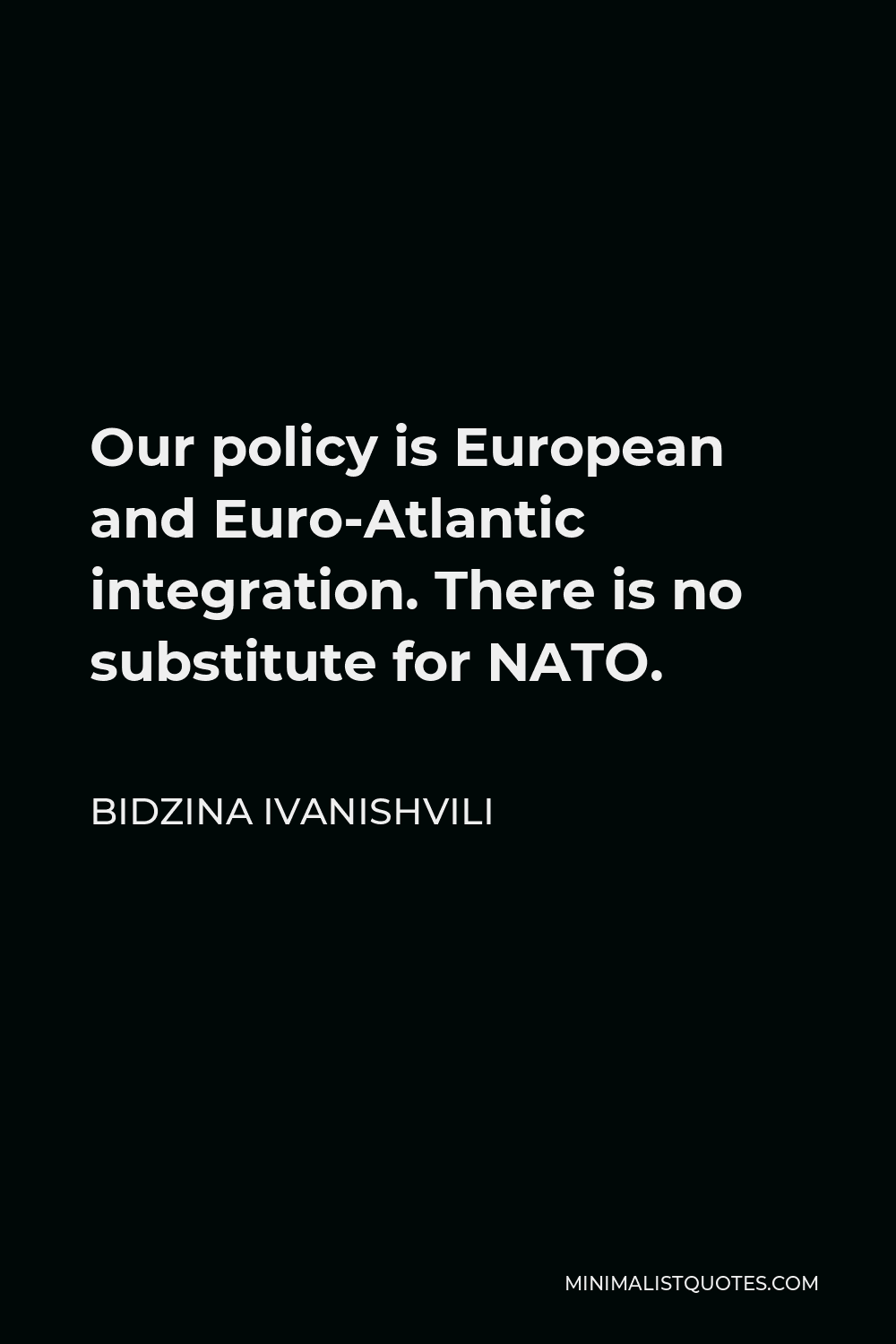 Bidzina Ivanishvili Quote - Our policy is European and Euro-Atlantic integration. There is no substitute for NATO.