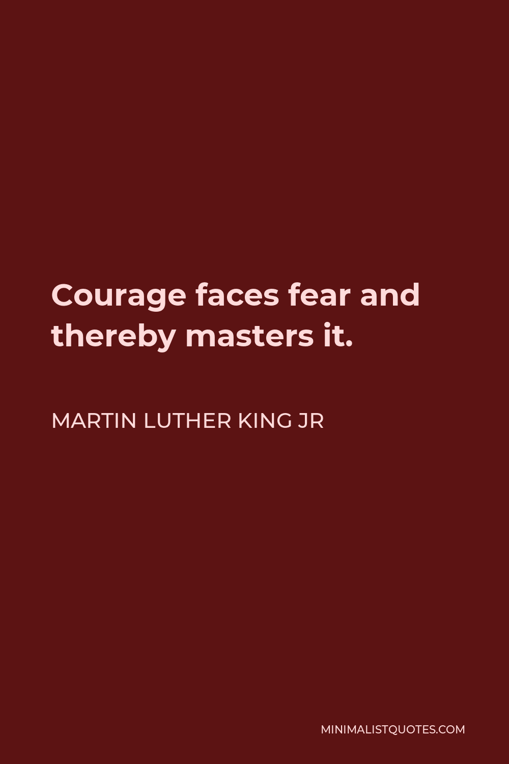 Martin Luther King Jr Quote - Courage faces fear and thereby masters it.